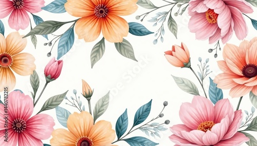 Wallpaper Mural Subtle watercolor floral pattern, soft hues repeating seamlessly, petal, bud, texture Torontodigital.ca