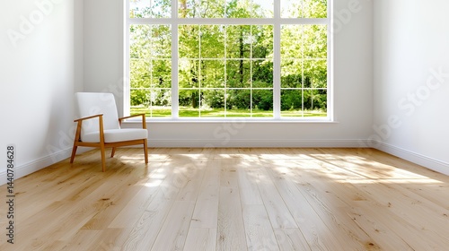 Bright Interior Room with Window and Chair, Natural Light