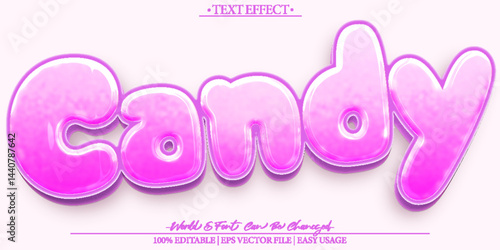 Candy  Vector Text Effect Editable Alphabet Tasty Pink Lollipop Yummy Sweet