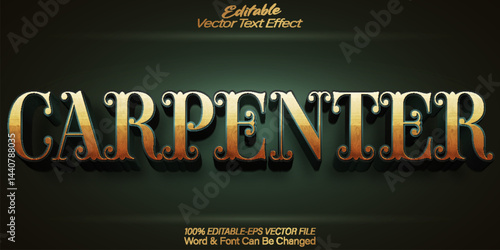 Carpenter Vector Text Effect Editable Alphabet Hammer Nails Craft