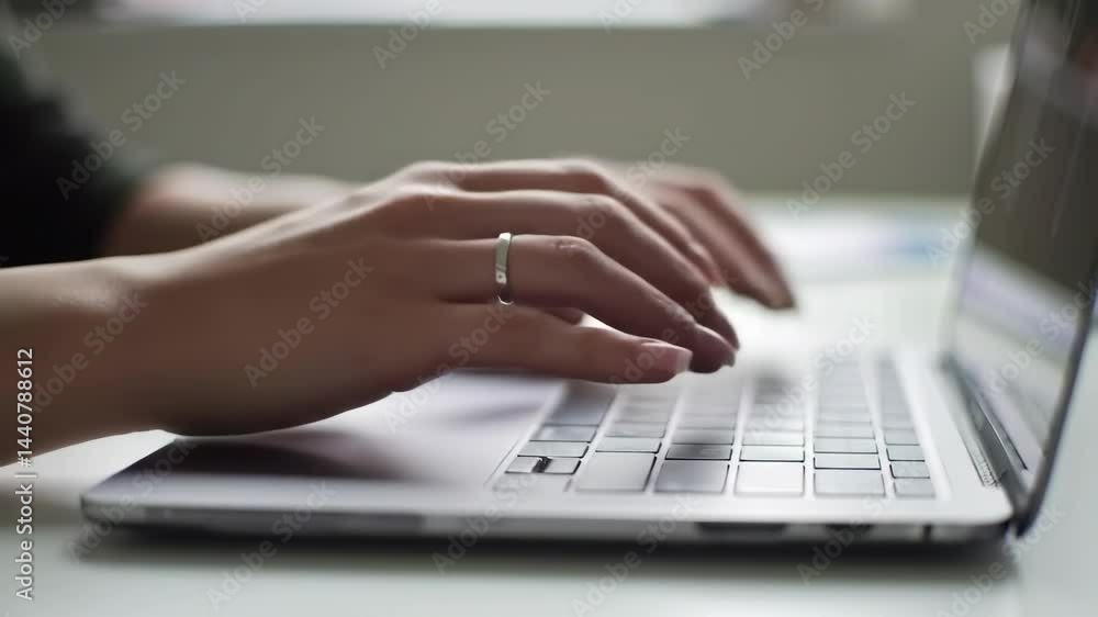 Typing on Laptop Keyboard Close Up Working from Home Typing on Laptop Keyboard Close Up Working from Home