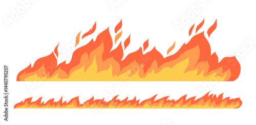Cartoon fire flames flat collection