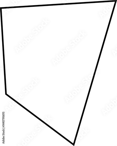 Abstract squared polygon formed by irregular straight lines creating a polygonal figure with dynamic appearance.