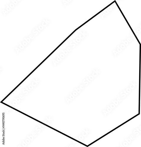 Hand-drawn style polygon representing an abstract organic shape combining smooth and irregular lines within a squared form.