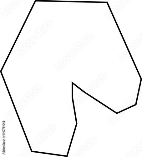 Polygon outlined with fine lines showcasing arc formations blended with sharp hard edges in a squared abstract composition.