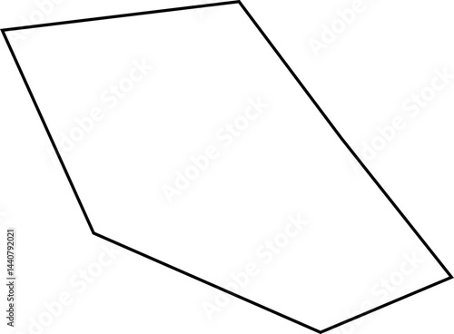 Polygon composed of organic curves structured in a squared minimalist abstract outline with fine black lines.