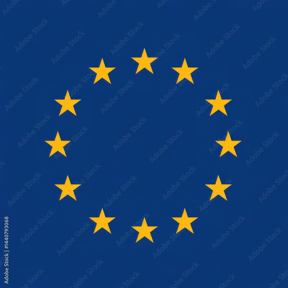 European Union flag representing unity and cooperation among member countries in a vivid blue and yellow design European Union flag representing unity and cooperation among member countries in a vivid blue and yellow design