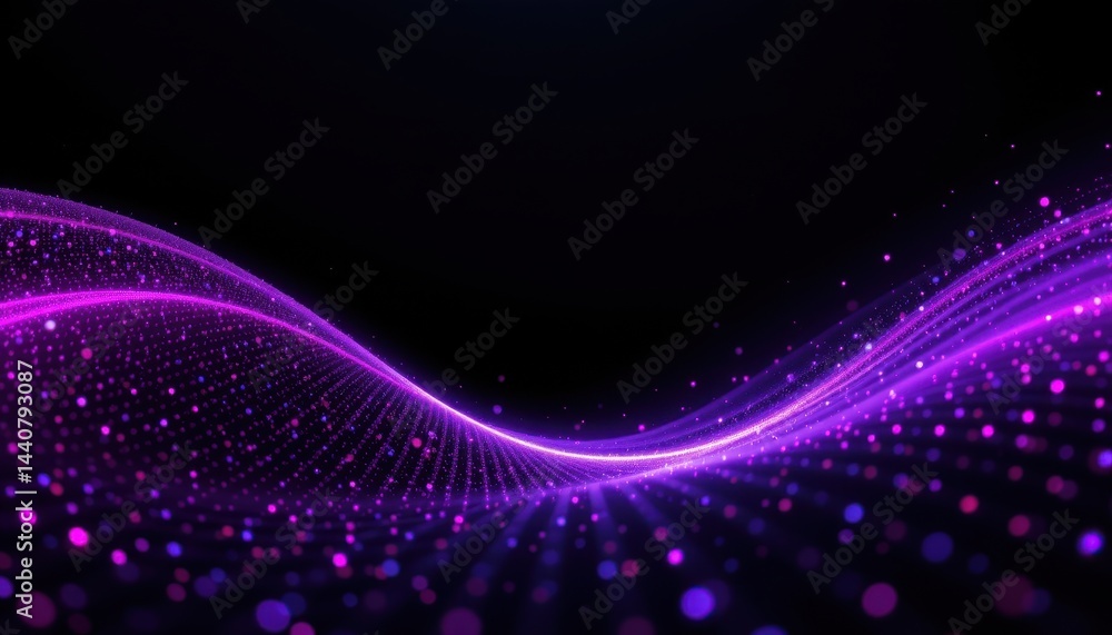 Fototapeta premium Dynamic purple wave motion digital space abstract art modern environment close-up view visual concept for creativity