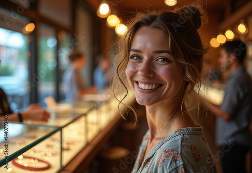 Joyful Jewelry store with memories during diffused light