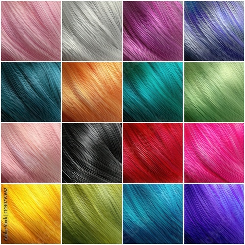Vibrant Hair Color Palette Showcasing Diverse Shades and Tones for Creative Styling and Fashion Trends Hairdressing and Beauty