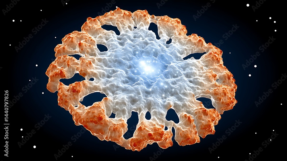 Obraz premium Abstract illustration of a glowing molecular structure in space, with light