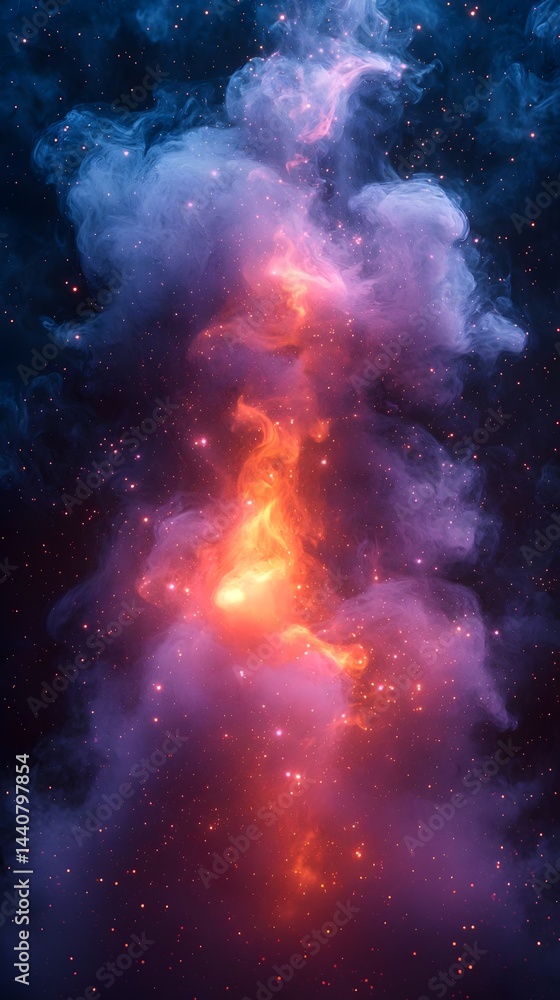 Fototapeta premium Cosmic beauty creates an ethereal atmosphere with fluid motion and glowing particles