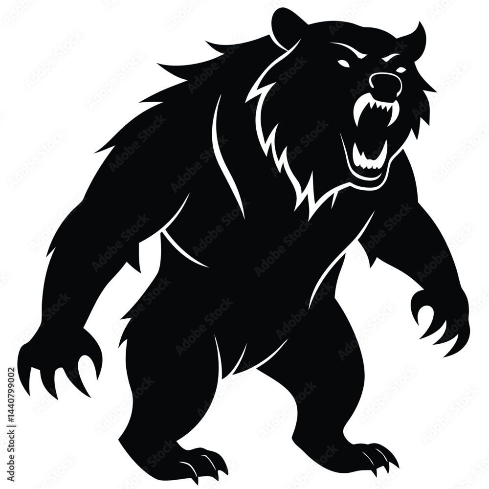 Obraz premium Angry Grizzly Bear Roaring Fiercely With Open Jaw