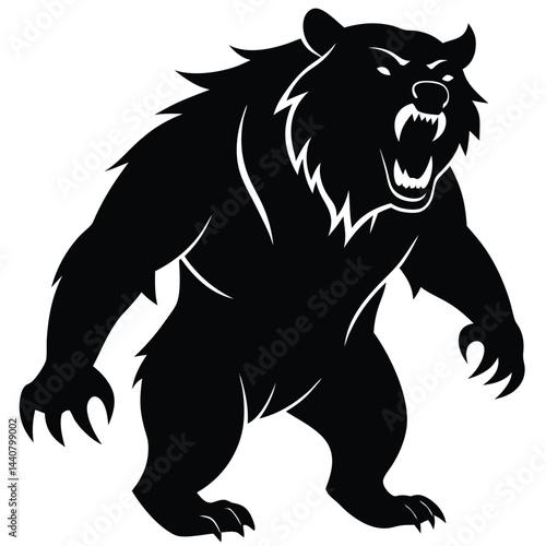 Angry Grizzly Bear Roaring Fiercely With Open Jaw