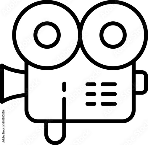 Vintage movie camera icon - Editable Stroke SVG, fully scalable.