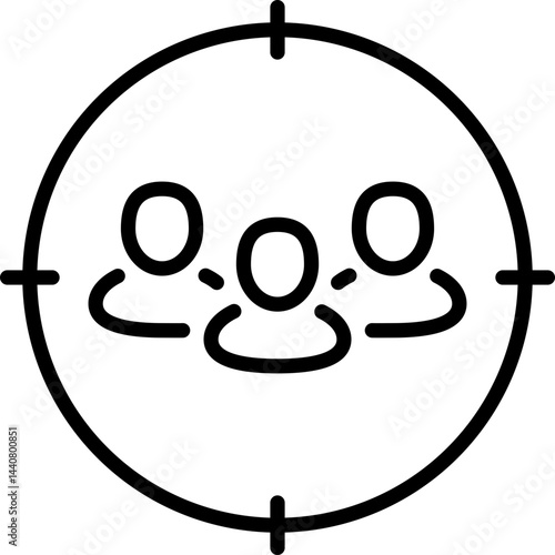 Target audience icon with people symbolizing focus - Editable Stroke SVG, fully scalable.