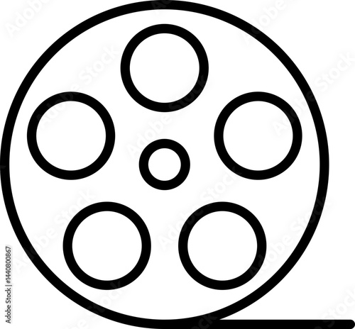 Film reel icon symbolizing movie production and cinematic content - Editable Stroke SVG, fully scalable.