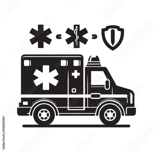 Emergency vehicle silhouette vector illustration

