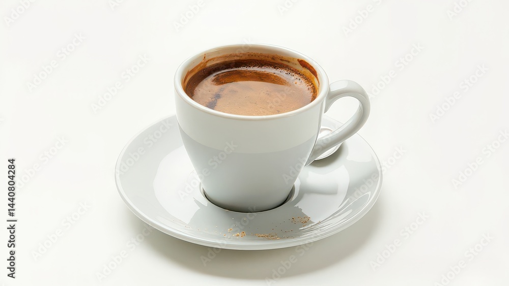 Aromatic Americano in a white mug on a light table. Morning coffee, breakfast Aromatic Americano in a white mug on a light table. Morning coffee, breakfast