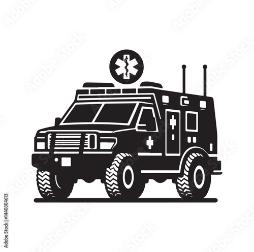 Emergency vehicle silhouette vector illustration