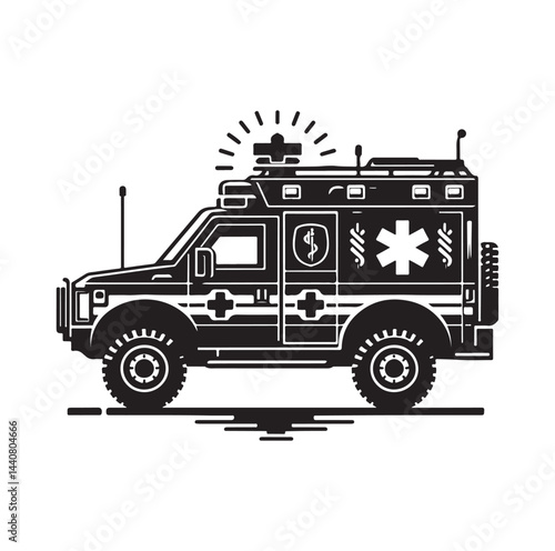 Emergency vehicle silhouette vector illustration