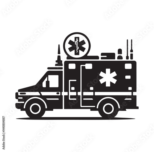 Emergency vehicle silhouette vector illustration