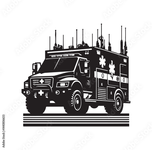 Emergency vehicle silhouette vector illustration