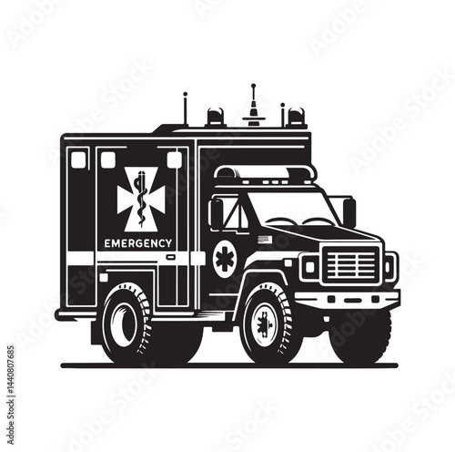 Emergency vehicle silhouette vector illustration