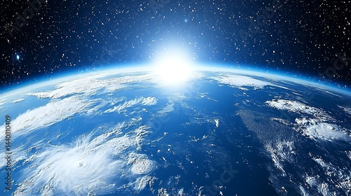 Fototapeta Naklejka Na Ścianę i Meble -  The sun is shining on the blue planet