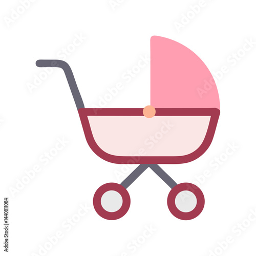Baby stroller, minimalist design, flat style, pastel colors, baby transport concept