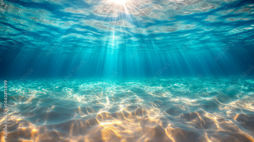 Fototapeta premium Underwater sunlight illuminating the ocean floor
