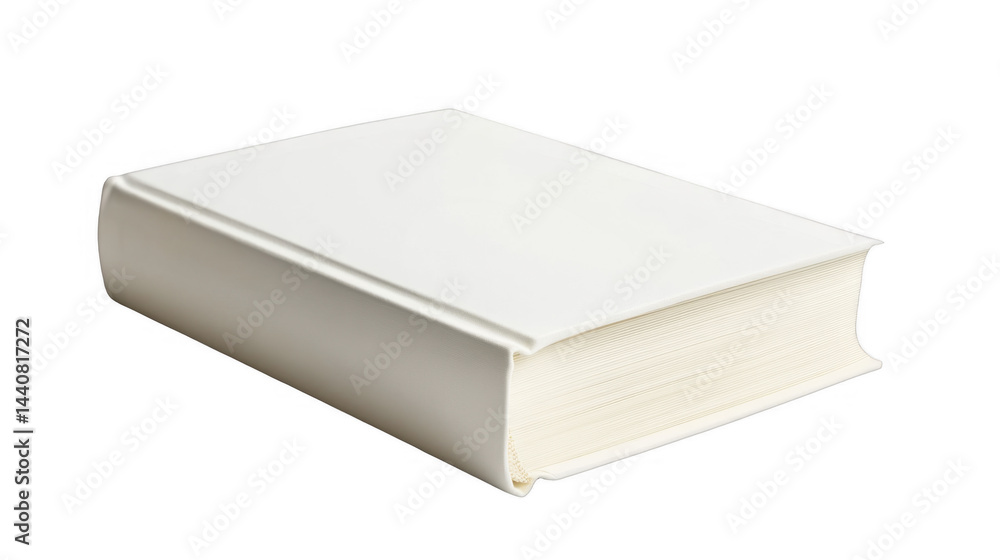 Closed white book with visible pages, lying horizontally, plain cover, learning and knowledge resource for education, literature on a transparent background, PNG image, PNG file. Closed white book with visible pages, lying horizontally, plain cover, learning and knowledge resource for education, literature on a transparent background, PNG image, PNG file.