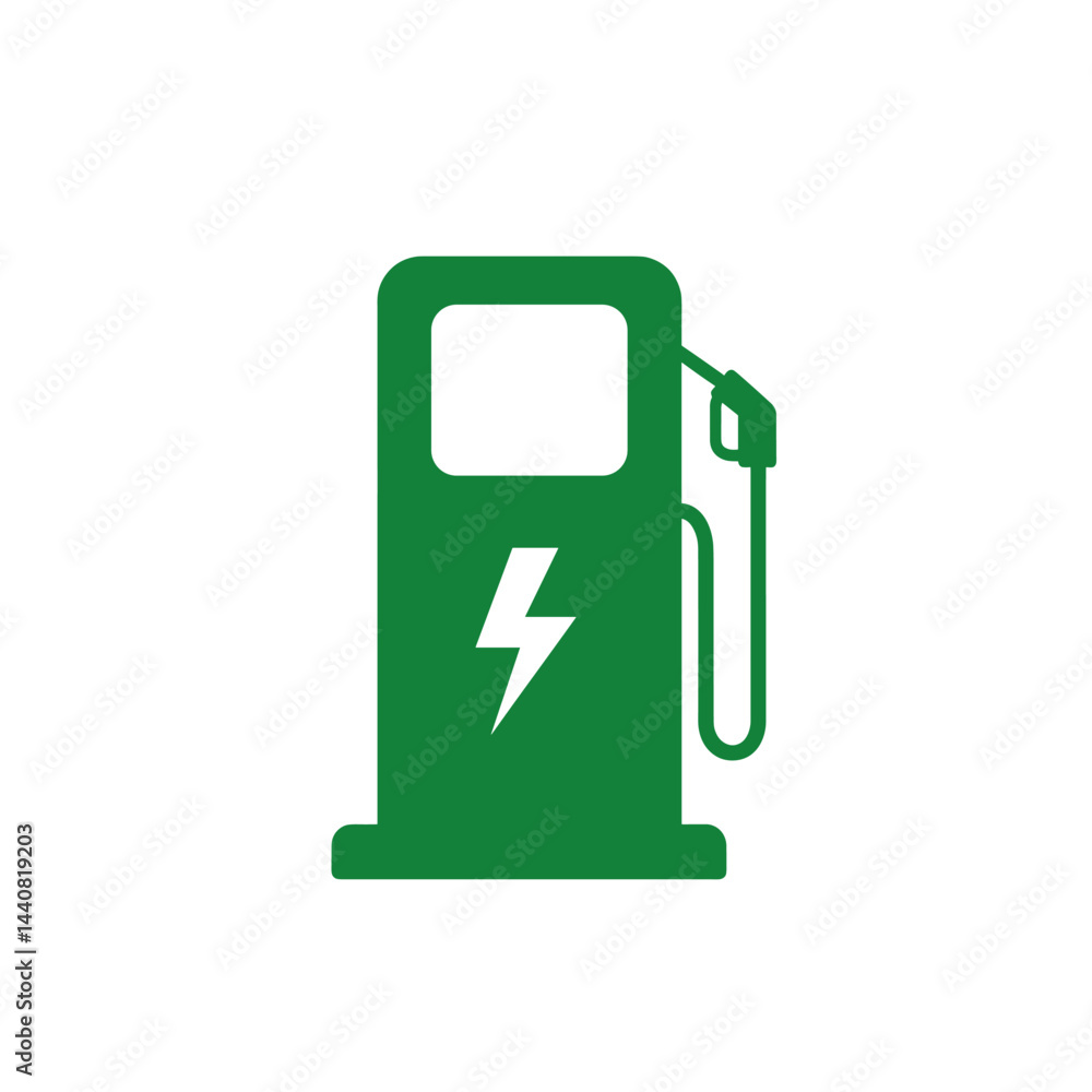 Fototapeta premium Electric Car Charging Station: A simple yet powerful illustration of a green electric car charging station, symbolizing the shift towards sustainable transportation and a cleaner future. 