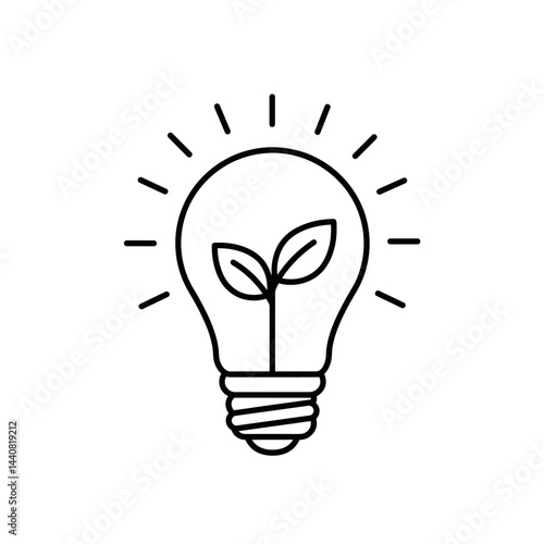 Eco-Innovation: Illustrative of a glowing lightbulb and verdant plant, this image embodies the symbiosis of nature, innovation, and environmentally conscious progress.