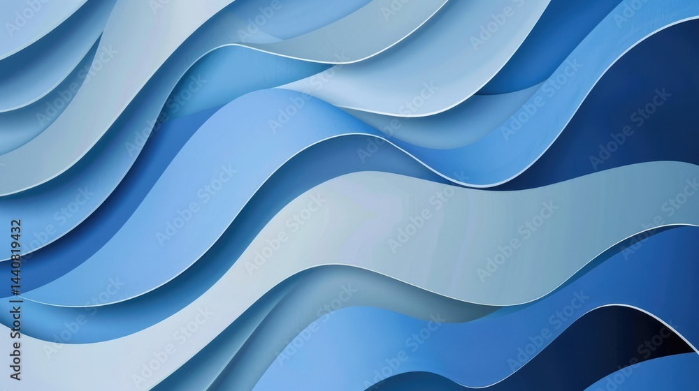 Fototapeta premium Abstract blue color wave flowing express the energetic ripple. Seamless texture of vividness curve swirling convey sense of harmony and wonderful scene perfect for effect and graphic design. AIG51.