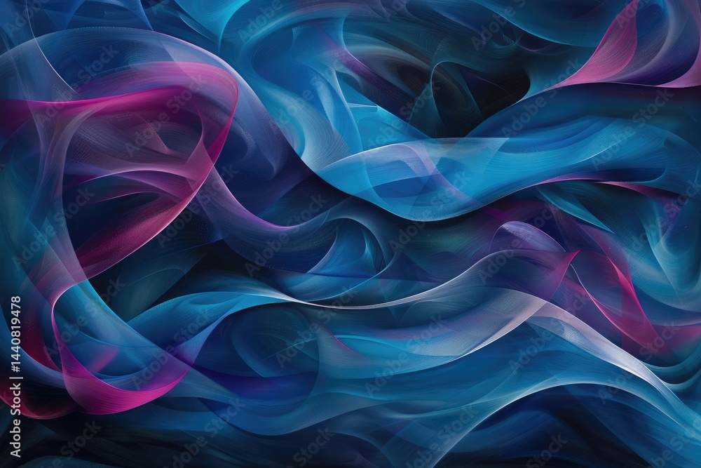 Fototapeta premium Abstract blue color wave flowing express the energetic ripple. Seamless texture of vividness curve swirling convey sense of harmony and wonderful scene perfect for effect and graphic design. AIG51.