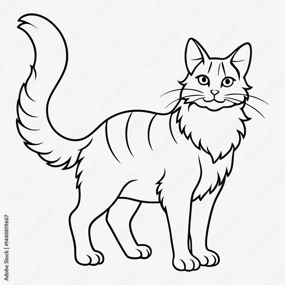 American Curl silhouette white background illustration, Generative Ai American Curl silhouette white background illustration, Generative Ai