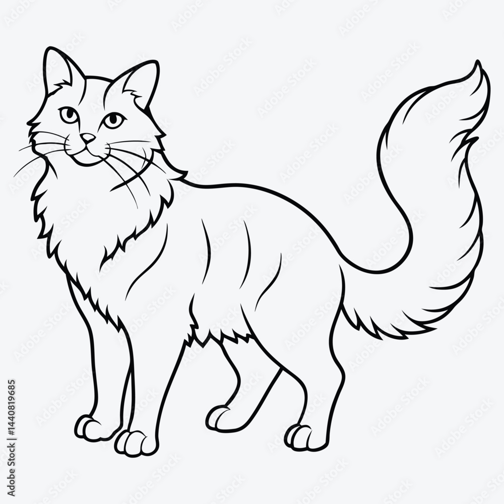 American Curl silhouette white background illustration, Generative Ai American Curl silhouette white background illustration, Generative Ai