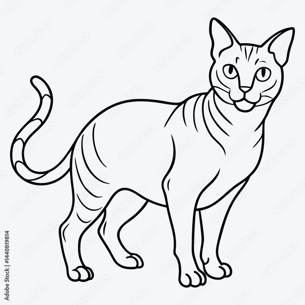 American Curl silhouette white background illustration, Generative Ai American Curl silhouette white background illustration, Generative Ai