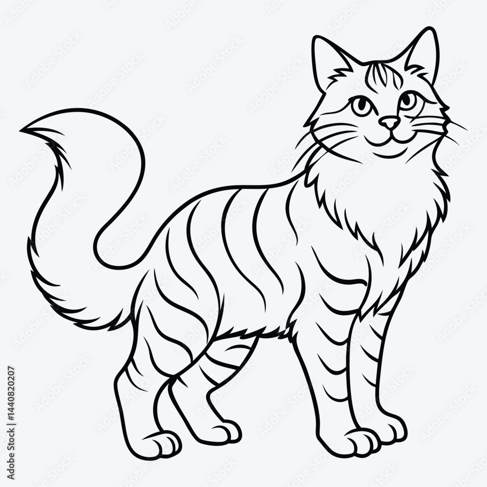 American Curl silhouette white background illustration, Generative Ai American Curl silhouette white background illustration, Generative Ai