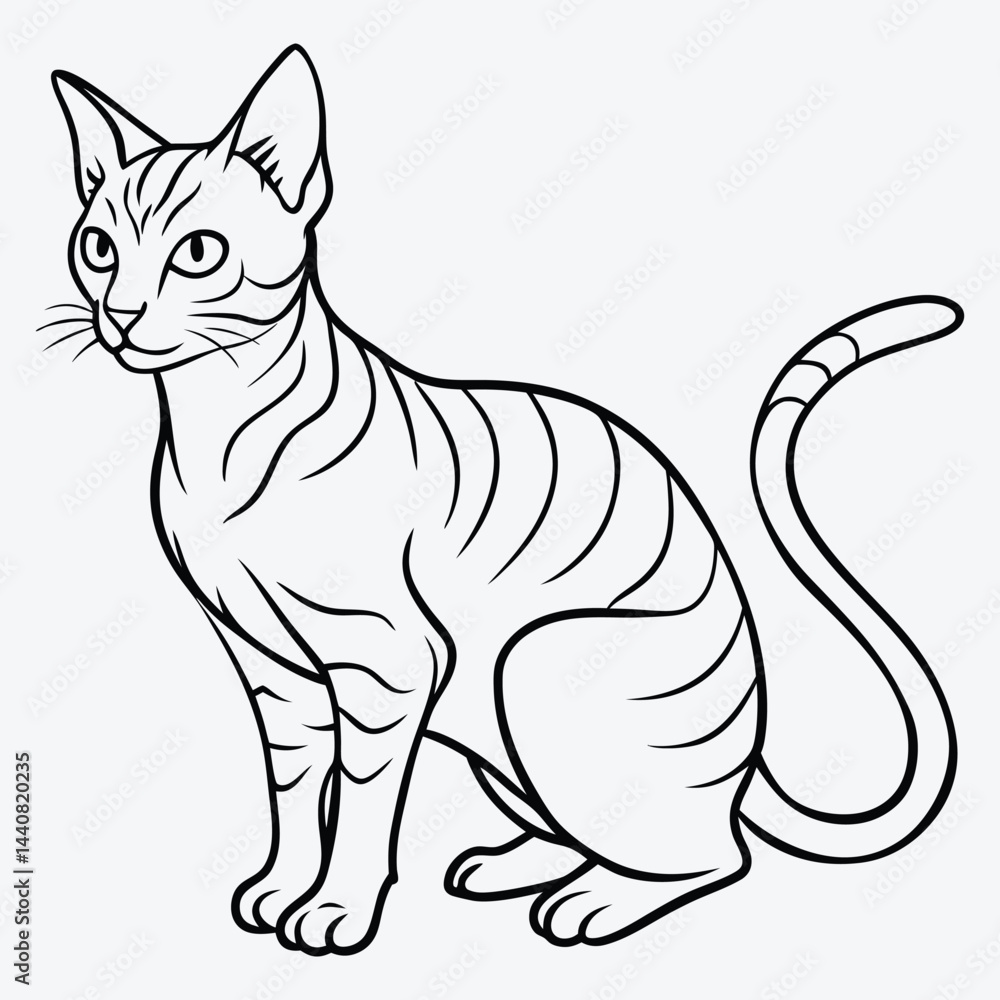 Fototapeta premium American Curl silhouette white background illustration, Generative Ai