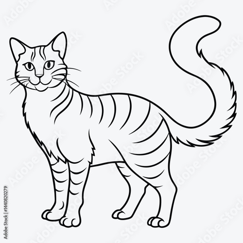 American Curl silhouette white background illustration, Generative Ai