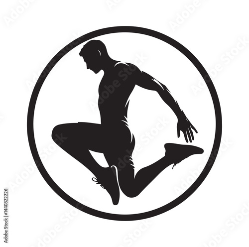 high jump pose silhouette vector illustration
