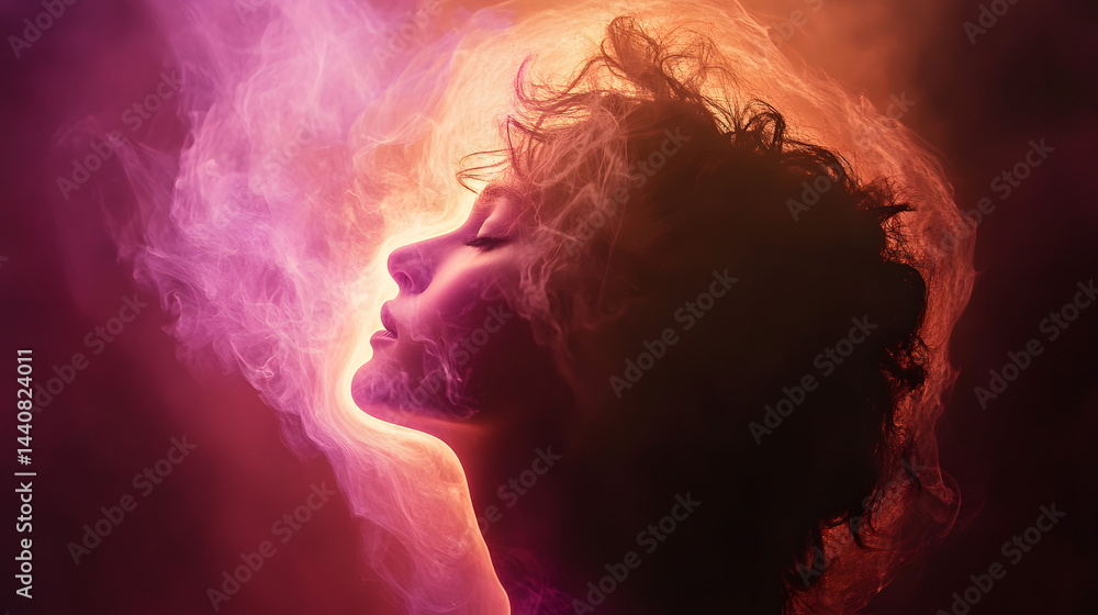 A delicate portrait of a person surrounded by a halo of soft, glowing colors, representing love and warmth. A delicate portrait of a person surrounded by a halo of soft, glowing colors, representing love and warmth.