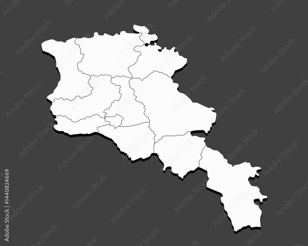Vector map country Armenia divided on regions Vector map country Armenia divided on regions
