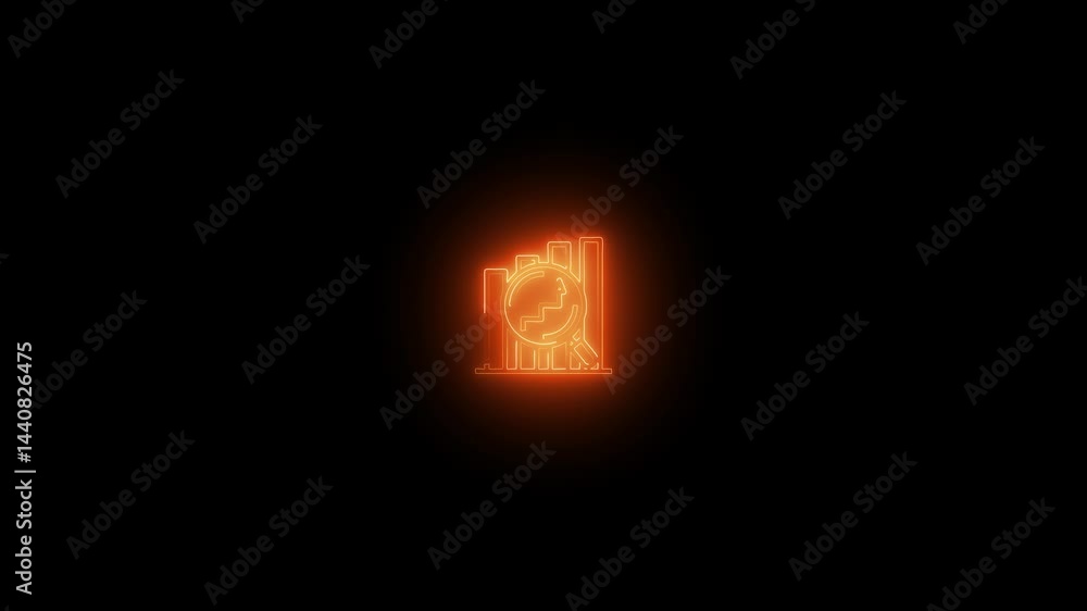 a glowing neon trend icon animation video on black background a glowing neon trend icon animation video on black background