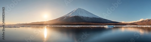 360 degree hdr landscape of mount fuji reflected in water japan hdri view