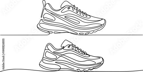Continuous Line Drawing Sneakers Minimalist Vector Art