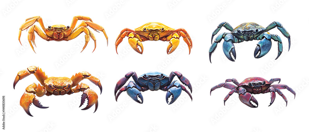 Obraz premium Pack of Crabs Against Transparent Background for Seafood Branding, Marine Promotion, or Culinary Design Projects
