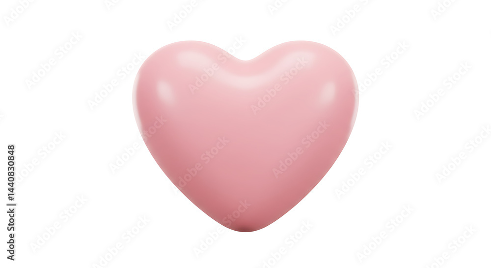 Romantic pastel pink heart floating in pristine white space expressing affection Romantic pastel pink heart floating in pristine white space expressing affection